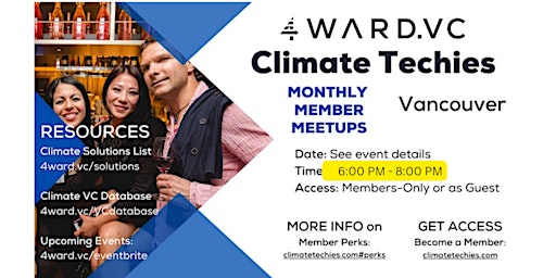 Imagem principal de Climate Techies Vancouver Monthly Member Sustainability & Networking Meetup