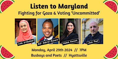 Imagem principal do evento Listen to Maryland:  Fighting for Gaza and the power of voting Uncommitted