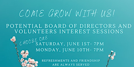 Potential Board and Volunteers Information Sessions
