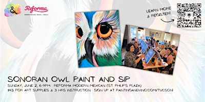 Imagem principal do evento Sonoran Owl Paint and Sip at Reforma Modern Mexican