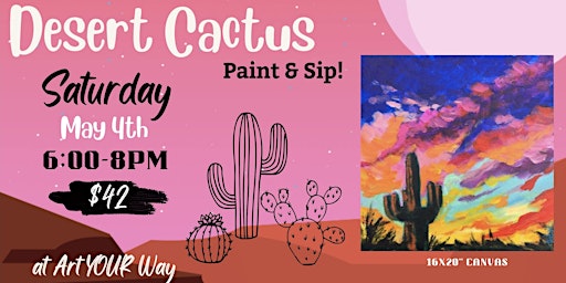 Imagem principal do evento Desert Cactus Paint & Sip!