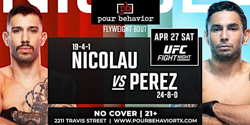 Imagem principal do evento UFC Fight Night : Nicolau VS Perez Watch Party | No Cover