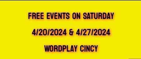 Imagem principal de 2 FREE SATURDAY EVENTS AT WORDPLAY CINCY, FUN FOR THE ENTIRE FAMILY!