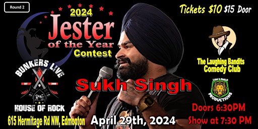 Primaire afbeelding van Jester of the Year Contest - Bunkers Live Starring Sukh Singh