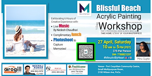 Acrylic Painting Workshop -Blissful Beach- (Live Music, Food n Fun) primary image