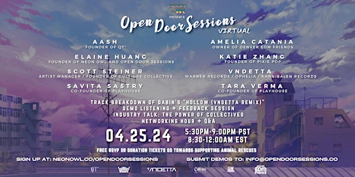 Hauptbild für Neon Owl Presents: Open Door Sessions VIRTUAL | 04.25.24.