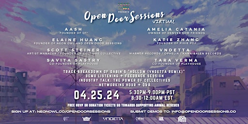 Imagem principal de Neon Owl Presents: Open Door Sessions VIRTUAL | 04.25.24.