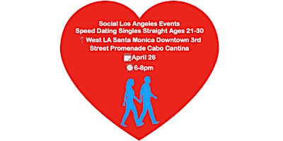 Primaire afbeelding van Speed Dating Social Party in Santa Monica LA for Singles Straight Ages21-30
