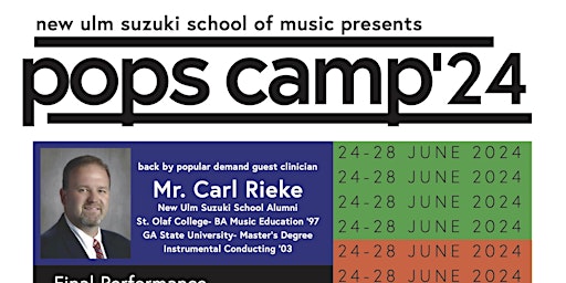 Imagem principal de 2024 New Ulm Suzuki School of Music Pops Camp