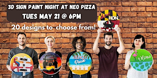 Imagem principal de 3-D Wood Sign Paint Night & BOGO Pizza @ NEO PIZZA w/Maryland Craft Parties