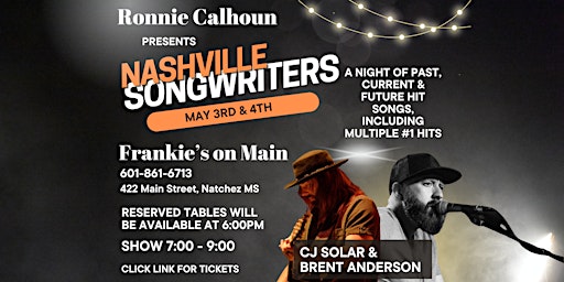 May 3 - Nashville Songwriters Show - CJ Solar & Brent Anderson primary image