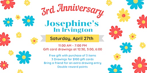 Imagem principal do evento Celebrate - Josephine's 3rd Anniversary!
