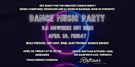 Bollywood, Hip Hop and Electronic Dance Music DJ Night : 10 PM to 2 AM