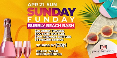 Primaire afbeelding van Sunday Funday Bubbly Beach Bash | $50 Mimosa Towers