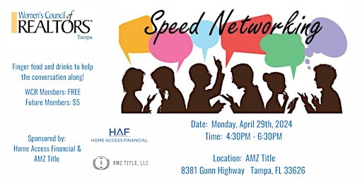 Hauptbild für Women's Council of Realtors Tampa  - POP UP SPEED NETWORKING!!