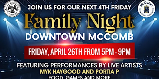 Imagem principal do evento 4th Friday - Family Night in Downtown McComb