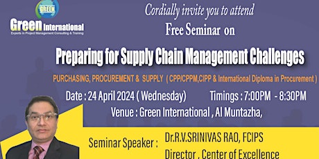 Hauptbild für Free seminar on Preparing for Supply chain management Challenges