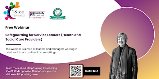Immagine principale di Free Webinar - Safeguarding for Service Leaders (Health and Social Care) 