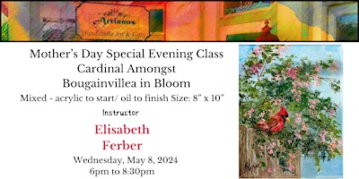 Primaire afbeelding van Mother's Day Special : Cardinal amongst Bougainvillea in Bloom   8"x10"