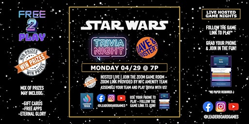 STAR WARS Theme Trivia | Dave & Buster's - Rancho Mirage CA MON 04/29 @ 7p primary image