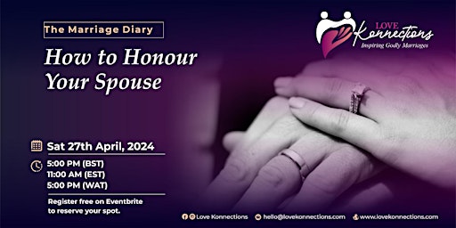 Imagen principal de The Marriage Diary: How to Honour Your Spouse