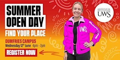 Primaire afbeelding van UWS Undergraduate Summer Open Day 2024 - Dumfries Campus
