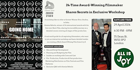 24-Time Award-Winning Filmmaker Shares Secrets in Exclusive Workshop