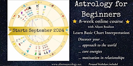 Primaire afbeelding van Astrology for Beginners   8-week online course