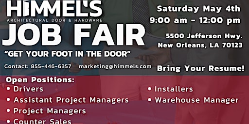 Imagen principal de Job Fair - Himmel's Architectural Door & Hardware