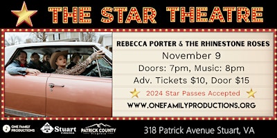 Imagem principal do evento Rebecca Porter & The Rhinestone Roses @ The Historic Star Theatre