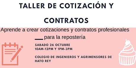Taller De Cotización Y Contrato Para Reposteras primary image