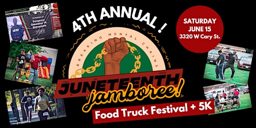 Primaire afbeelding van VOWS 4th Annual Juneteenth Jamboree, 5K & Food Truck Festival in Carytown !