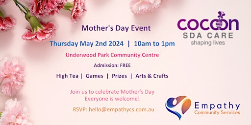 Primaire afbeelding van Mother's Day High Tea hosted by Cocoon x Empathy Community Services