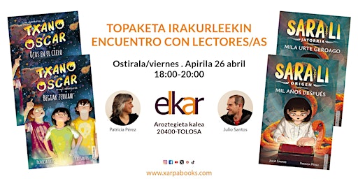 Hauptbild für Encuentro con lectores/as y firma de libros en Elkar de Tolosa. Xarpa Books