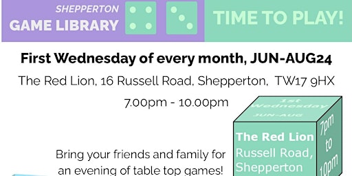 Imagem principal do evento Shepperton Game Library - Time to Play at The Red Lion, Shepperton