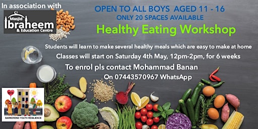Imagem principal de Healthy Eating Cooking Workshop For Boys Age 11 - 16