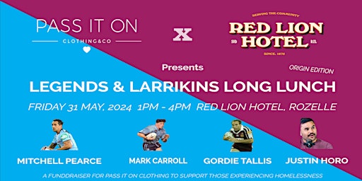 Imagem principal do evento Legends & Larrikins Long Lunch (Origin Edition)