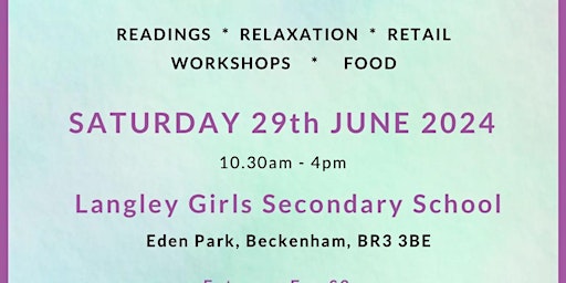 Mind Body & Spirit  Event for Readings, Retail, Workshops and refreshments