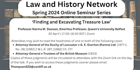 Law and History Network Webinar: Professor Norma Dawson (QUB)