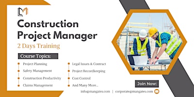 Imagem principal de Construction Project Manager Training in Montreal on 16th May, 2024