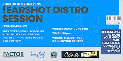 Imagem principal do evento In person !earshot Distro Session in Sydney, NS