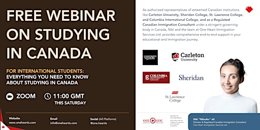 Primaire afbeelding van WEBINAR ON STUDYING IN CANADA: Everything You Need To Know