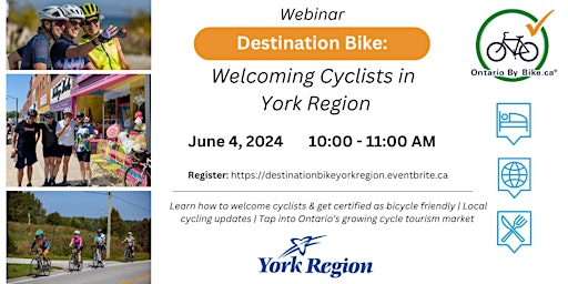 Hauptbild für Webinar: Destination Bike - Welcoming Cyclists in York Region