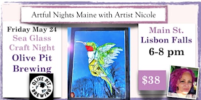 Immagine principale di Sea Glass Window Craft Night at Olive Pit Brewing, Lisbon Falls ME 