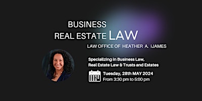 Imagem principal do evento Business Real Estate Law with Heather Ijames