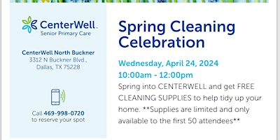 CenterWell North Buckner Presents - "CenterWell Spring Cleaning Party" primary image