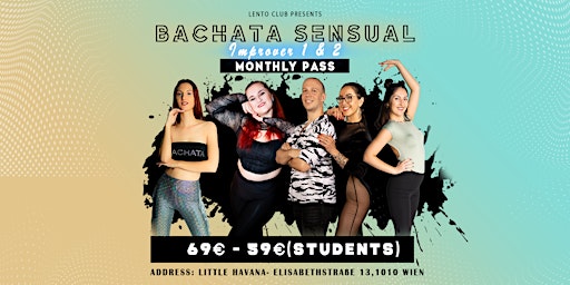 Imagem principal de Monthly Bachata Sensual Improver 1 & 2 Pass - May