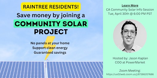 Primaire afbeelding van CA Community Solar Info Session