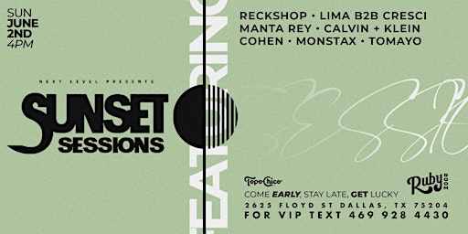 June 2nd - Sunset Sessions at GLS Ruby Room