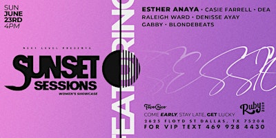 June 23rd - Sunset Sessions at GLS Ruby Room